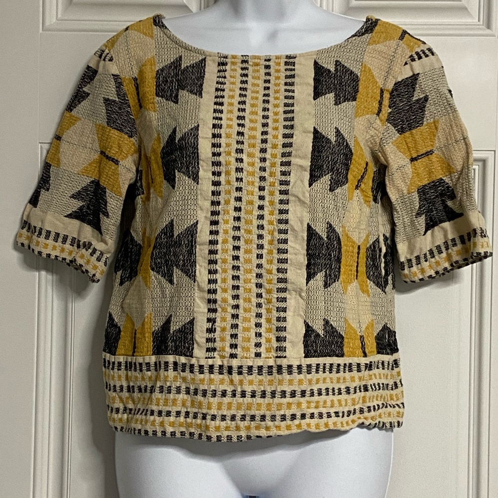 T5a- THE ODELLS Ethnic ALICIA Tribal Geometric Knit Top